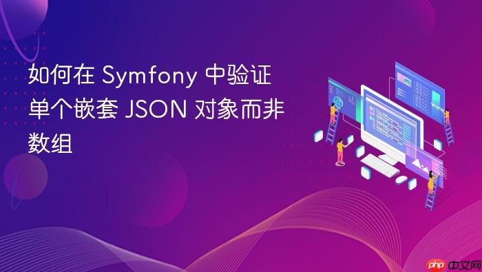 如何在 Symfony 中验证单个嵌套 JSON 对象而非数组