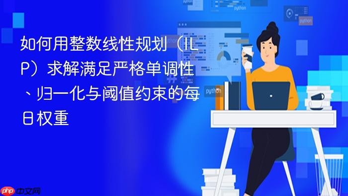 如何用整数线性规划(ILP)求解满足严格单调性、归一化与阈值约束的每日权重