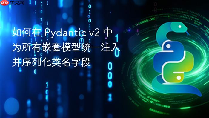 如何在 Pydantic v2 中为所有嵌套模型统一注入并序列化类名字段