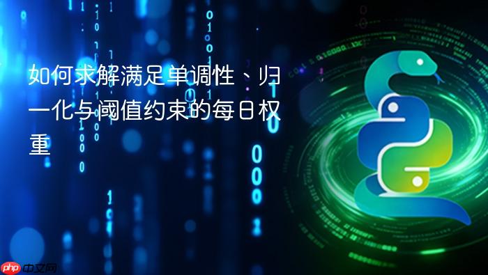 如何求解满足单调性、归一化与阈值约束的每日权重
