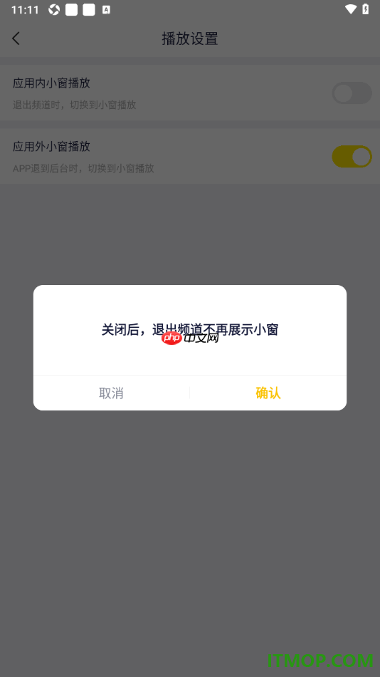 YY直播手机版设置关闭应用内小窗播放的方法