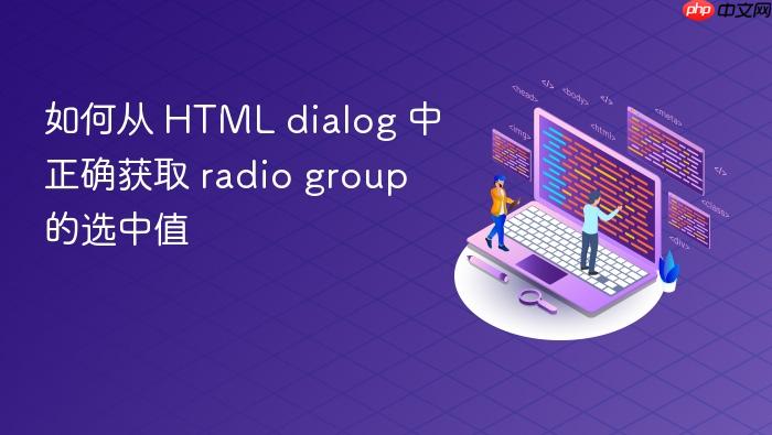 如何从 HTML dialog 中正确获取 radio group 的选中值
