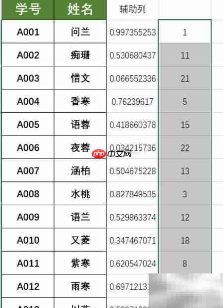 Excel随机排座快速安排
