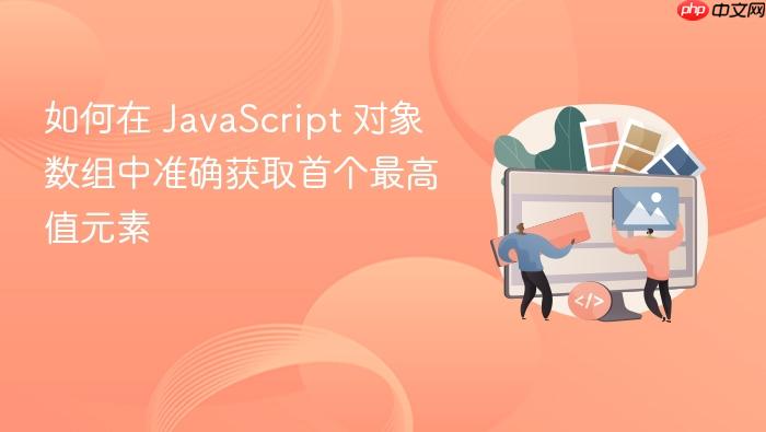 如何在 JavaScript 对象数组中准确获取首个最高值元素