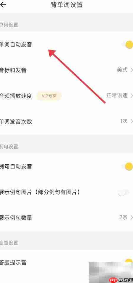 开启疯狂背单词自动发音