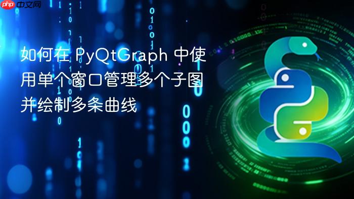 如何在 PyQtGraph 中使用单个窗口管理多个子图并绘制多条曲线