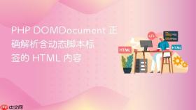 PHP DOMDocument 正确解析含动态脚本标签的 HTML 内容