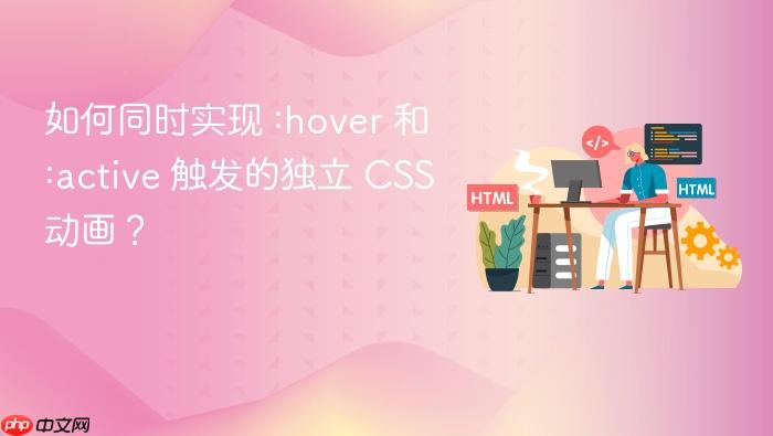 如何同时实现 :hover 和 :active 触发的独立 CSS 动画?