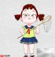 小女孩捉蜻蜓简笔画