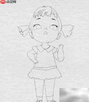小女孩捉蜻蜓简笔画