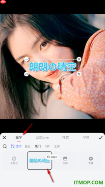 美图秀秀手机版设置在图片上添加花字的方法