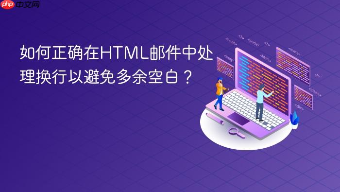 如何正确在HTML邮件中处理换行以避免多余空白?
