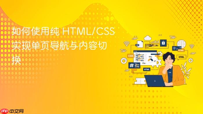 如何使用纯 HTML/CSS 实现单页导航与内容切换