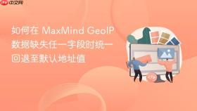 如何在 MaxMind GeoIP 数据缺失任一字段时统一回退至默认地址值