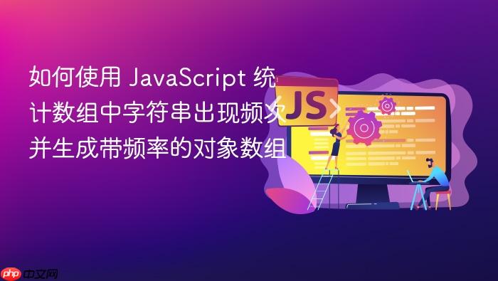 如何使用 JavaScript 统计数组中字符串出现频次并生成带频率的对象数组
