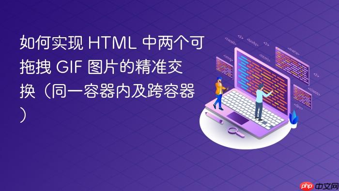 如何实现 HTML 中两个可拖拽 GIF 图片的精准交换(同一容器内及跨容器)