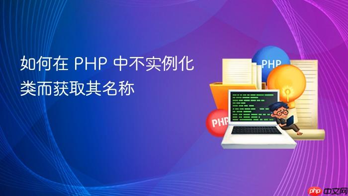 如何在 PHP 中不实例化类而获取其名称