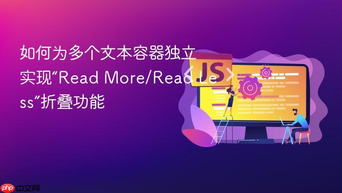 如何为多个文本容器独立实现“Read More/Read Less”折叠功能