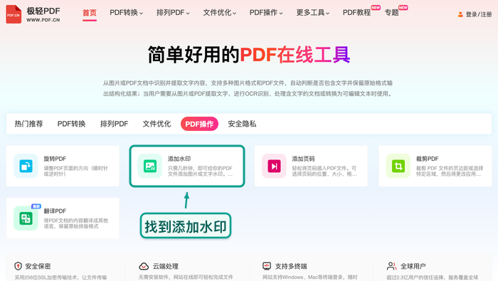 PDF文件怎么添加文字或图片水印?标注用途、版权或内部资料的在线方法