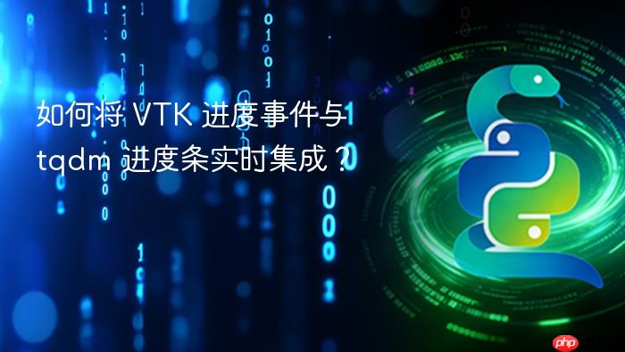 如何将 VTK 进度事件与 tqdm 进度条实时集成？

