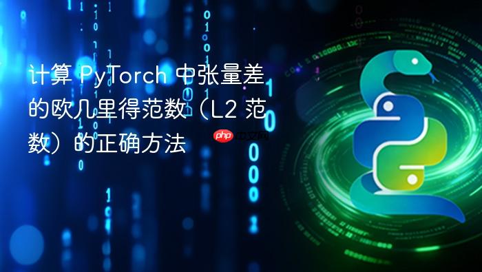 计算 PyTorch 中张量差的欧几里得范数（L2 范数）的正确方法
