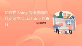 如何在 Shiny 应用启动时自动选中 DataTable 的首行