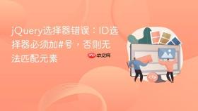 jQuery选择器错误：ID选择器必须加#号，否则无法匹配元素