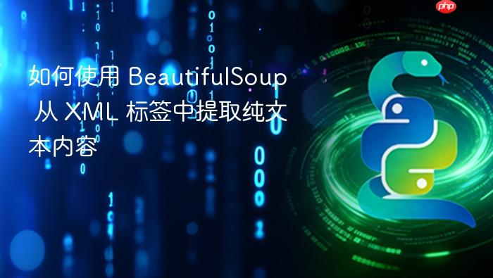 如何使用 BeautifulSoup 从 XML 标签中提取纯文本内容