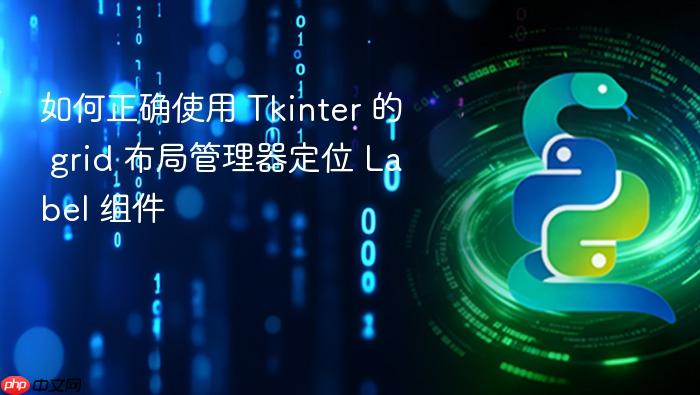 如何正确使用 Tkinter 的 grid 布局管理器定位 Label 组件