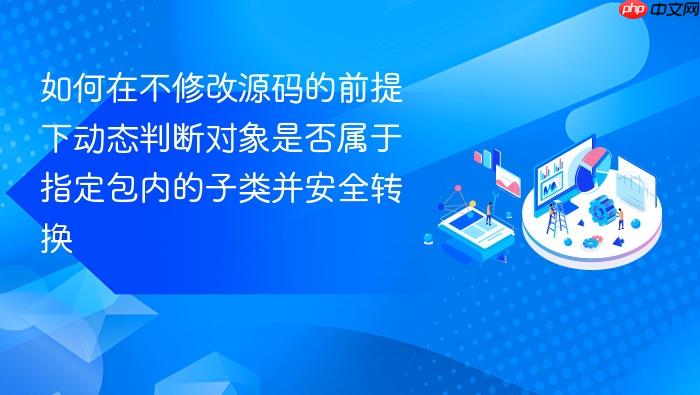如何在不修改源码的前提下动态判断对象是否属于指定包内的子类并安全转换