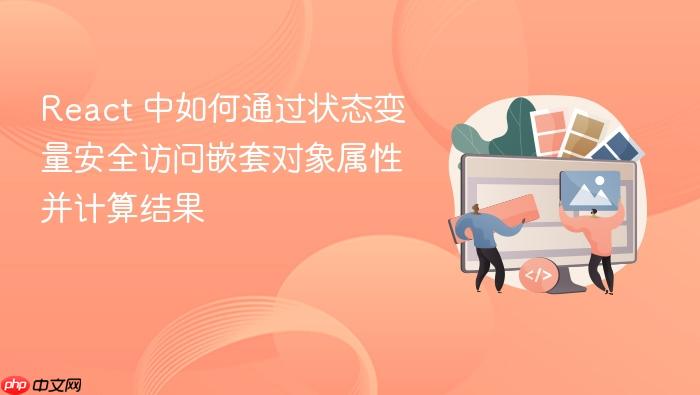 React 中如何通过状态变量安全访问嵌套对象属性并计算结果