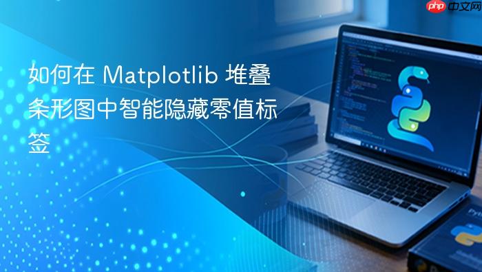 如何在 Matplotlib 堆叠条形图中智能隐藏零值标签