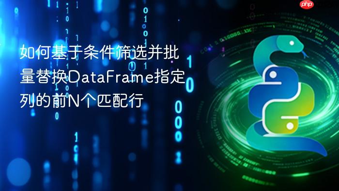 如何基于条件筛选并批量替换DataFrame指定列的前N个匹配行
