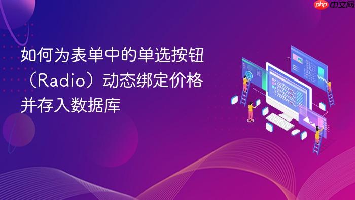 如何为表单中的单选按钮(Radio)动态绑定价格并存入数据库