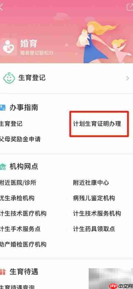 手机办理计划生育证明指南