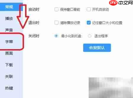 迅雷影音关闭在线字幕匹配