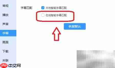 迅雷影音关闭在线字幕匹配