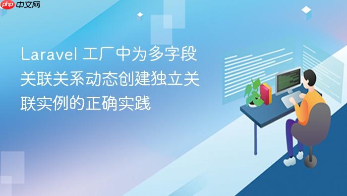 Laravel 工厂中为多字段关联关系动态创建独立关联实例的正确实践