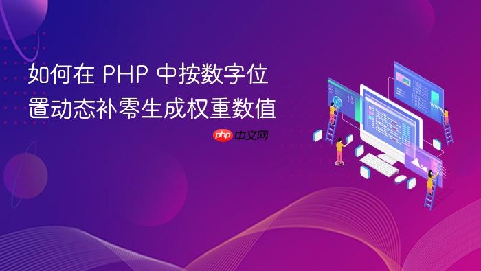 如何在 PHP 中按数字位置动态补零生成权重数值