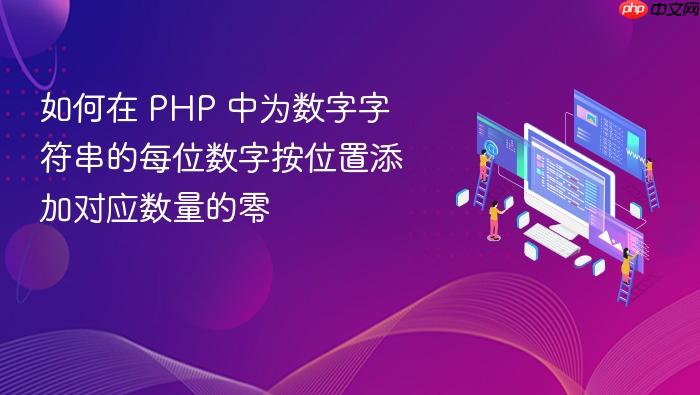 如何在 PHP 中为数字字符串的每位数字按位置添加对应数量的零