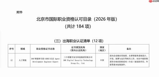 360智能体专家(ADEE)认证纳入北京市国际职业资格认可目录