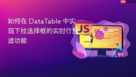 如何在 DataTable 中实现下拉选择框的实时行过滤功能