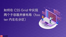 如何在 CSS Grid 中实现两个子容器并排布局(footer 内左右分区)