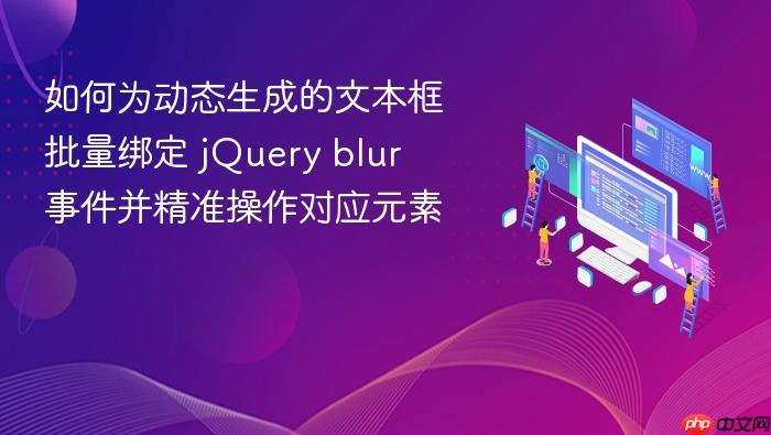 如何为动态生成的文本框批量绑定 jQuery blur 事件并精准操作对应元素