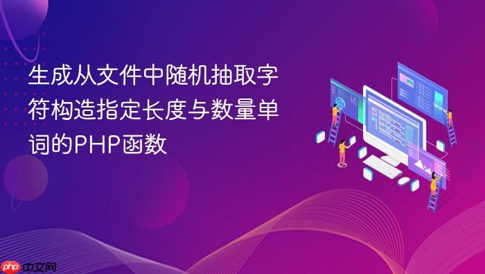 生成从文件中随机抽取字符构造指定长度与数量单词的PHP函数