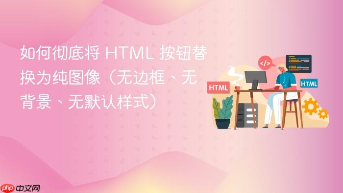 如何彻底将 HTML 按钮替换为纯图像（无边框、无背景、无默认样式）

