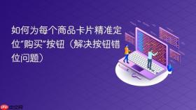 如何为每个商品卡片精准定位“购买”按钮（解决按钮错位问题）