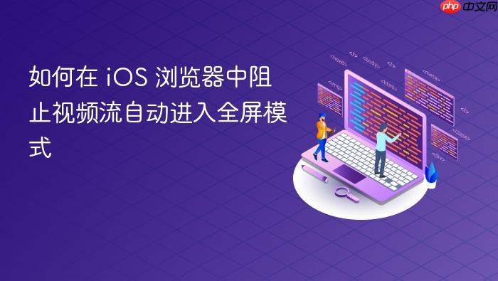 如何在 iOS 浏览器中阻止视频流自动进入全屏模式