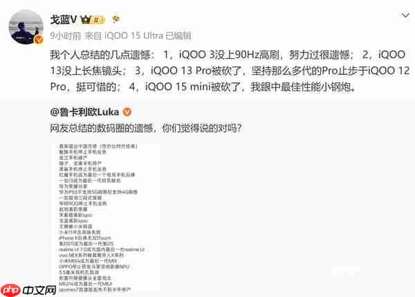 前 iQOO 产品经理盘点 iQOO 手机的遗憾:iQOO 15 mini 被砍