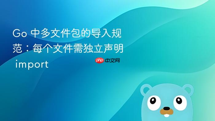 Go 中多文件包的导入规范:每个文件需独立声明 import